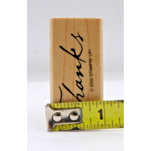 Stamp  "Thanks" in Script Stampin' Up! ©2000 Wood/Rubber 2"x1" - Picture 4 of 4